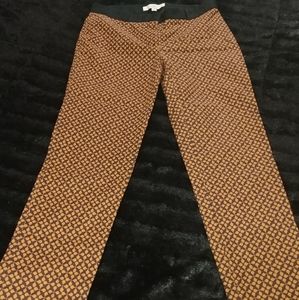 Loft Black/Brown Geometic Zoe Skinny Dress Pant